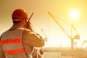 Image of Construction Job Worker in Florida with Sunset in Background